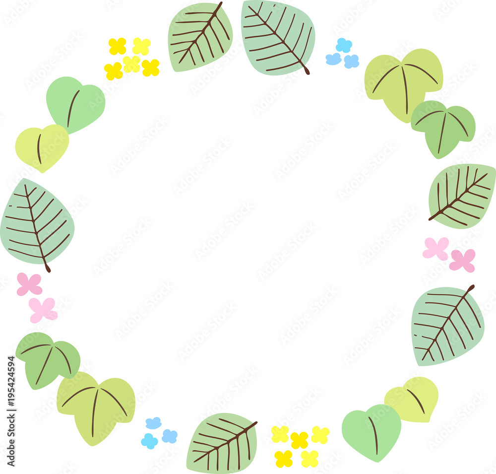 葉と花の丸型フレーム Stock Vector Adobe Stock