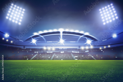 stadium in lights and flashes 3D rendering. photo