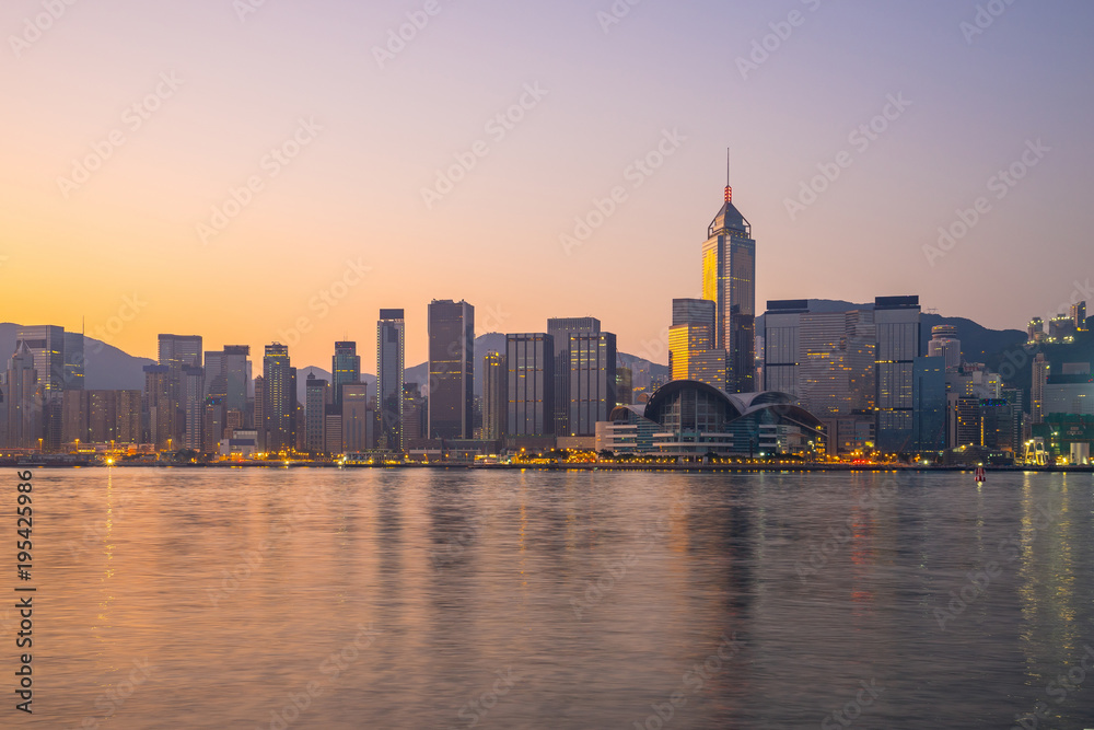 Hong Kong city skyline at twilight