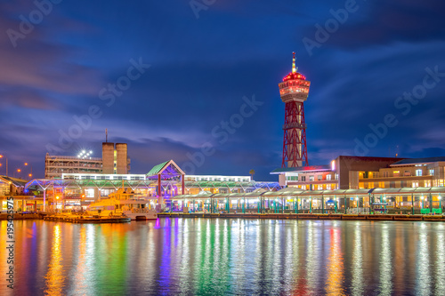 Hakata Port Tower landmark of Fukuoka, Japan