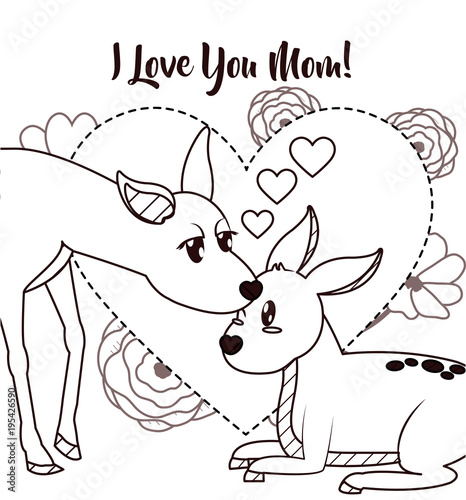 Happy mothers day card with cute animals