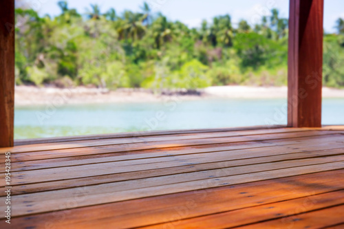 Wooden terrace relax space nearby the sea at Tarutao National Park  Satun province  Thailand