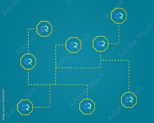 Blockchain decred symbol modern technology background