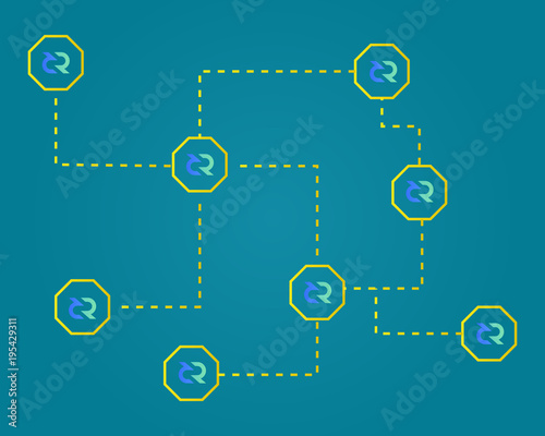 Blockchain decred symbol modern technology background