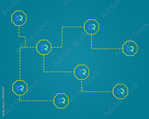 Blockchain decred symbol modern technology background