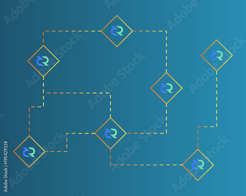 Blockchain decred symbol circuit network background