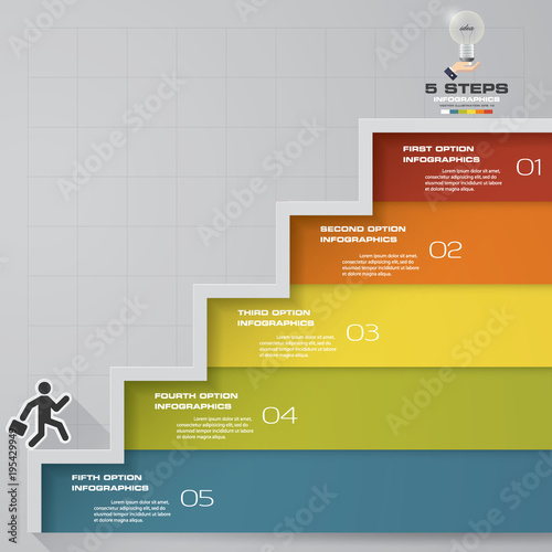 Infographic design stair template with 5 steps. For your presentation. EPS 10.
