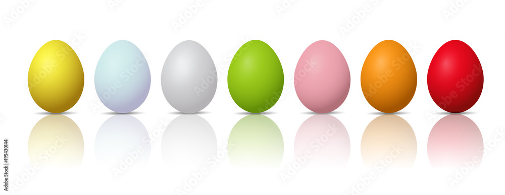 Set of colorful easter eggs on a white background