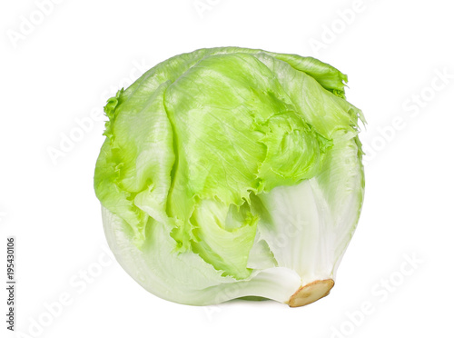 green iceberg lettuce isolated on white background