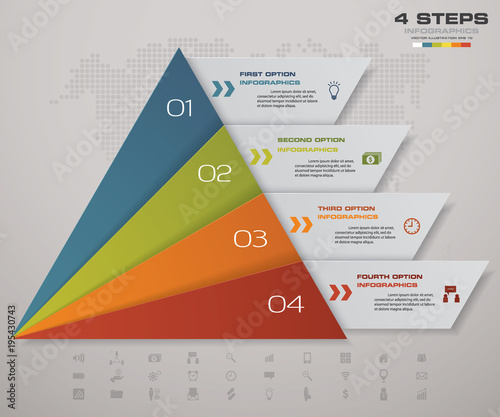 4 steps pyramid with free space for text on each level. infographics, presentations or advertising. EPS10.