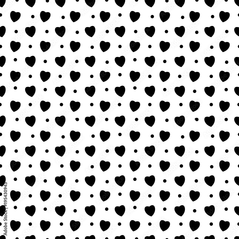 Heart black and dot seamless pattern Heart black and dot seamless pattern