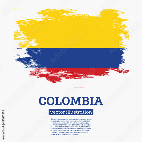 Colombia Flag with Brush Strokes.
