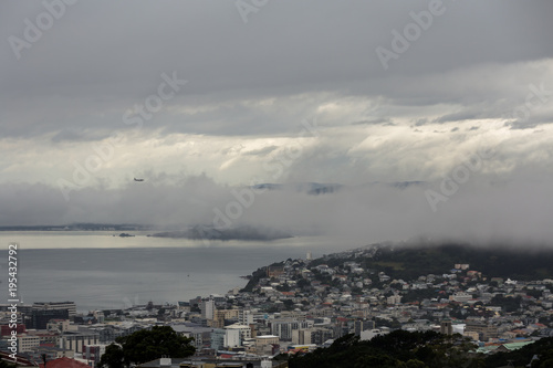 Wellington covered with fog, New Zealand