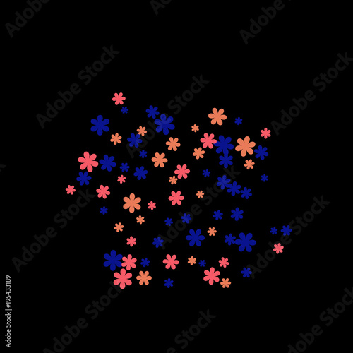 Pretty Floral Pattern with Simple Small Flowers for Greeting Card or Poster. Naive Daisy Flowers in Primitive Style. Vector Background for Spring or Summer Design.