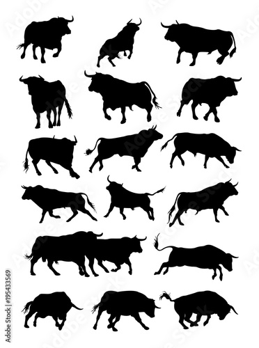 Bulls animal silhouette. Good use for symbol, logo, web icon, mascot, sign, or any design you want.