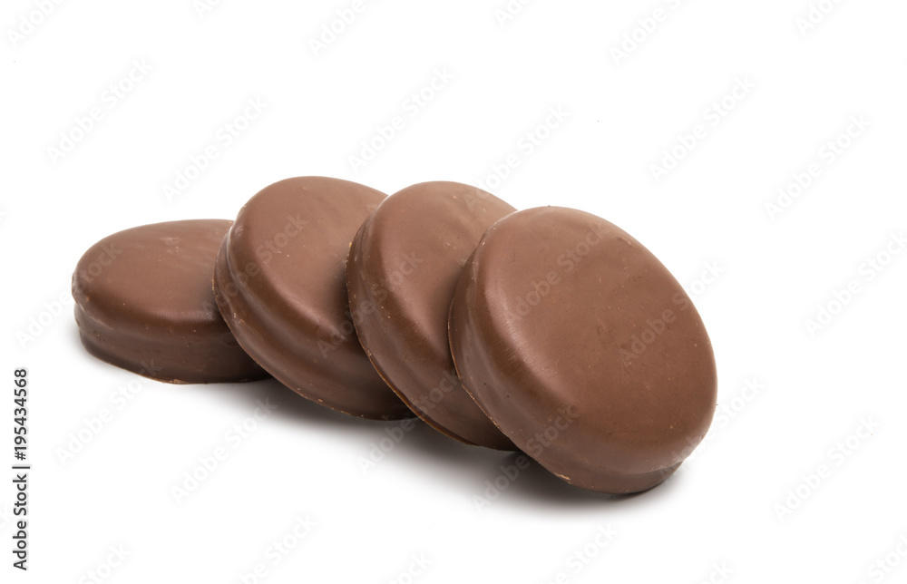 Fototapeta premium chocolate biscuit sandwich in chocolate glaze isolated