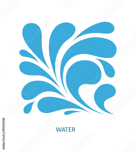 Water Wave Logo abstract design. Cosmetics Surf Sport Logotype concept. Square aqua icon. 
