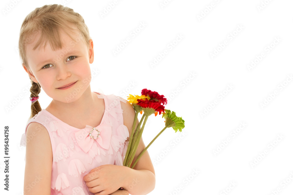 Little girl with a bouquet of flowers Little girl with a bouquet of flowers