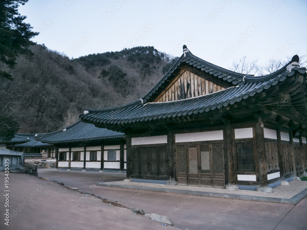 Asian houses in Sinheungsa Temple. Seoraksan National Park. South Korea.