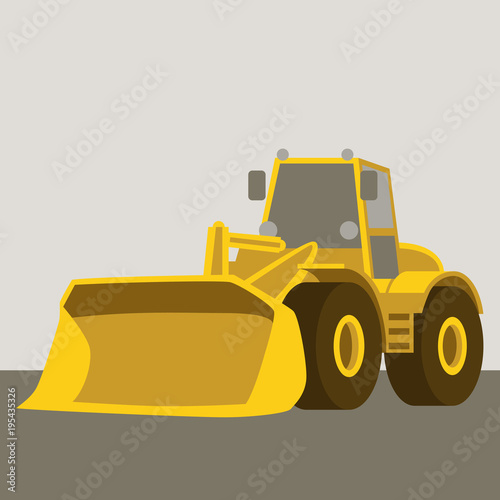 wheel bulldozer yellow  vector illustration flat style