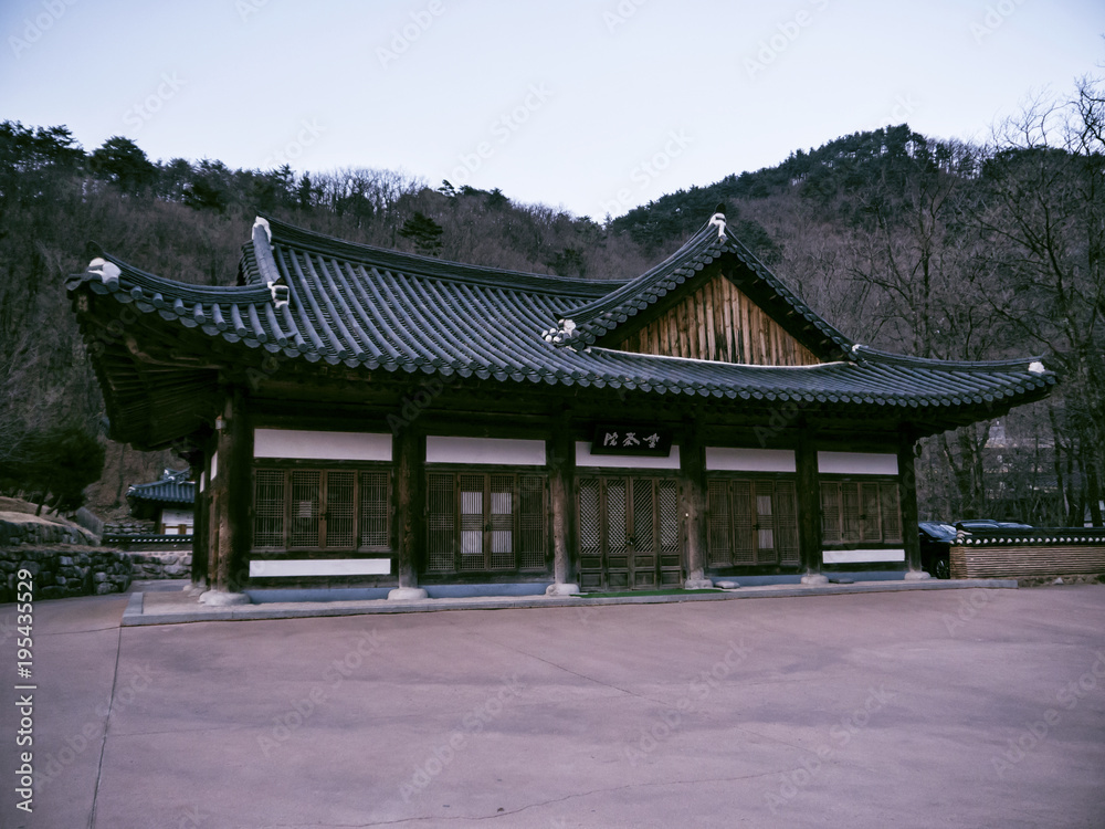 Asian houses in Sinheungsa Temple. Seoraksan National Park. South Korea.