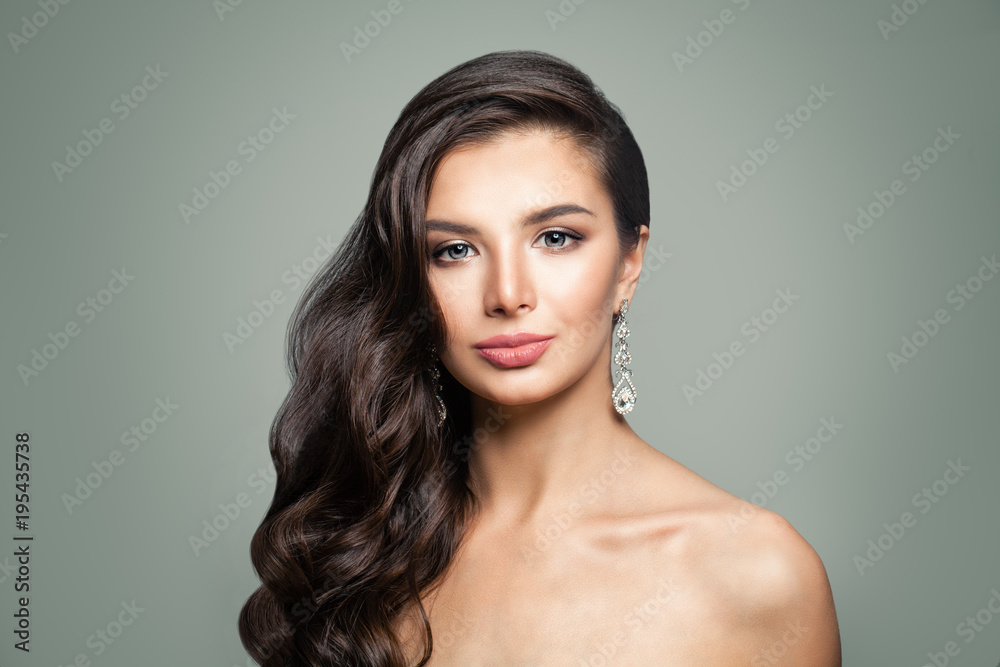 Pretty woman with diamonds earrings Pretty woman with diamonds earrings