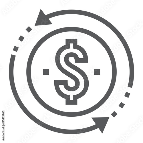 Return on investment line icon, development and business, money back sign vector graphics, a linear pattern on a white background, eps 10.
