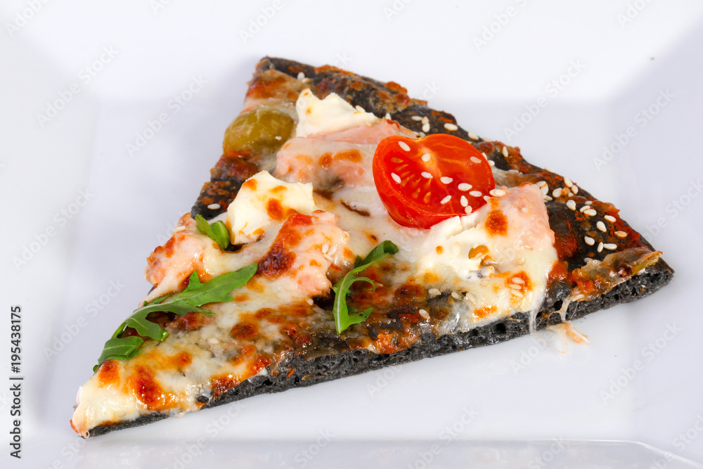 Pizza with salmon and mozzarella Pizza with salmon and mozzarella