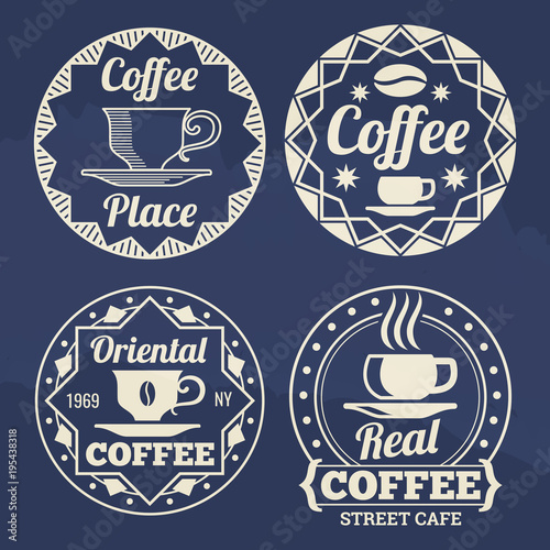 Stylish coffee labels vector design for cafe, shop, market
