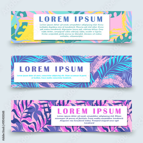 Colorful hawaii floral banners template photo