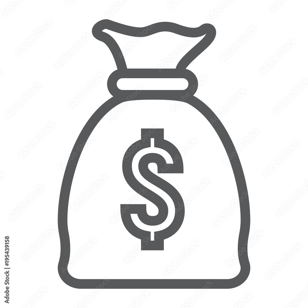 Money Bag line icon, finance and business, profit sign vector graphics, a linear pattern on a white background, eps 10. Money Bag line icon, finance and business, profit sign vector graphics, a linear pattern on a white background, eps 10.