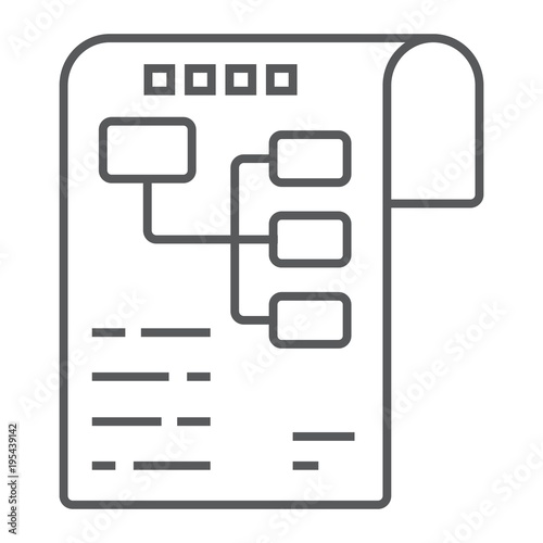 Planning thin line icon, development and business, business plan sign vector graphics, a linear pattern on a white background, eps 10.