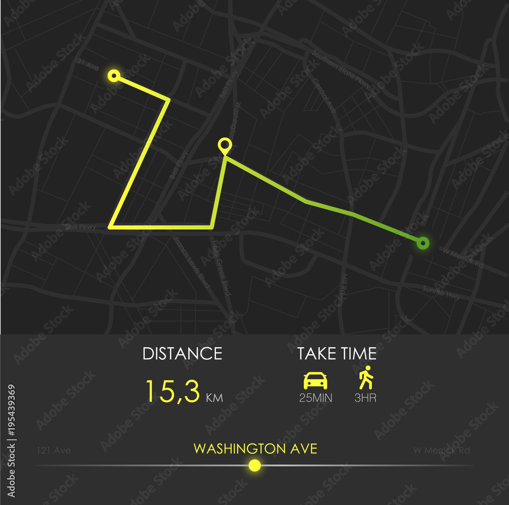 Dashboard theme creative infographic of city map navigation.