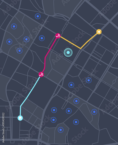 Dashboard theme creative infographic of city map navigation.