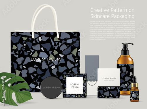 Beautiful Terrazzo Pattern on Skincare Packaging Template : Vector Illustration