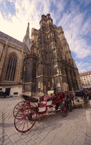 Horse carriage in Vienna city, old center. Austria