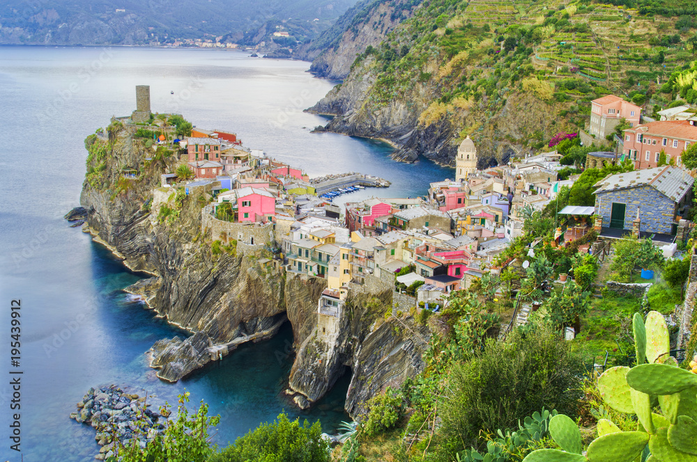 summer landscape of Vernazza old village from Cinque Terre, Italy