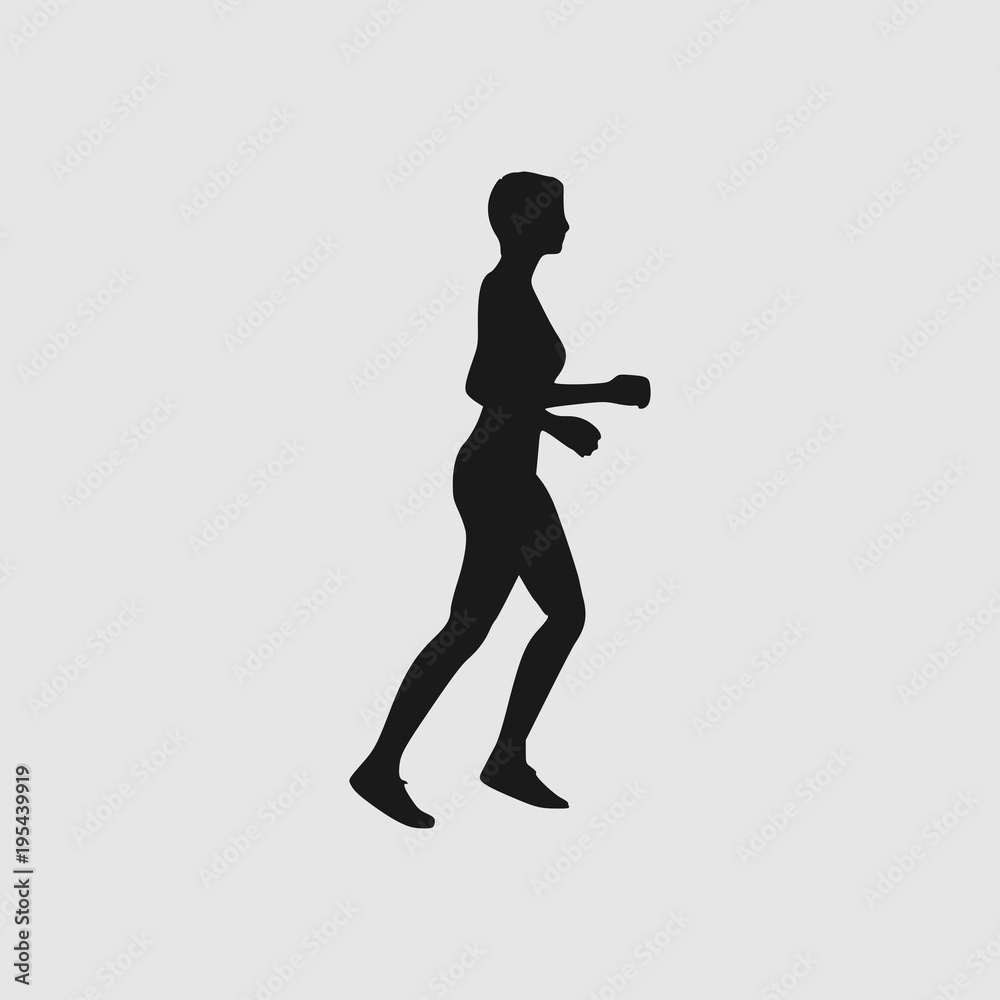 Running woman. Side view silhouette. Sport and recreation