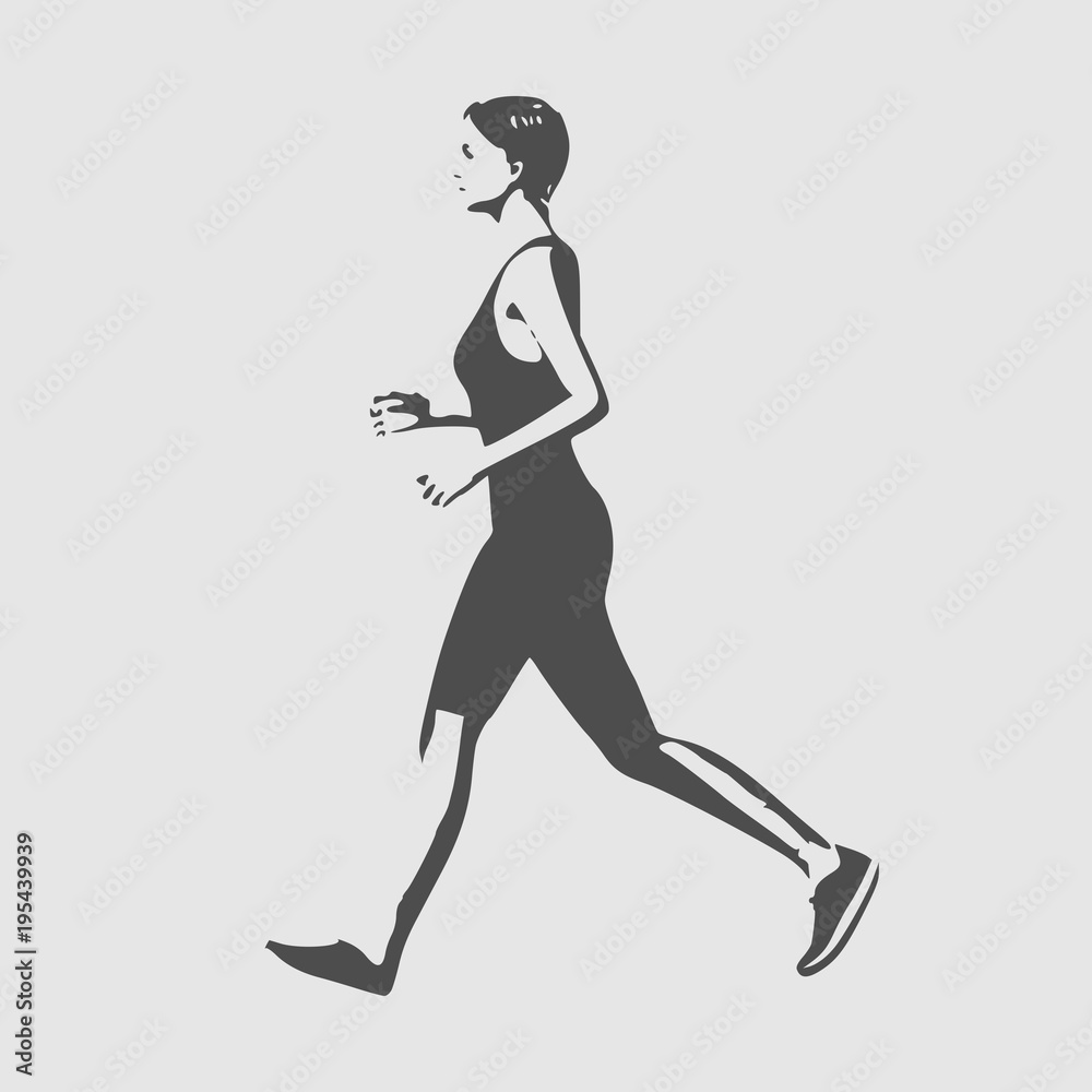 Running woman. Side view silhouette. Sport and recreation