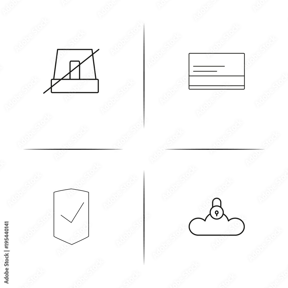 Cyber Security simple linear icon set.Simple outline icons