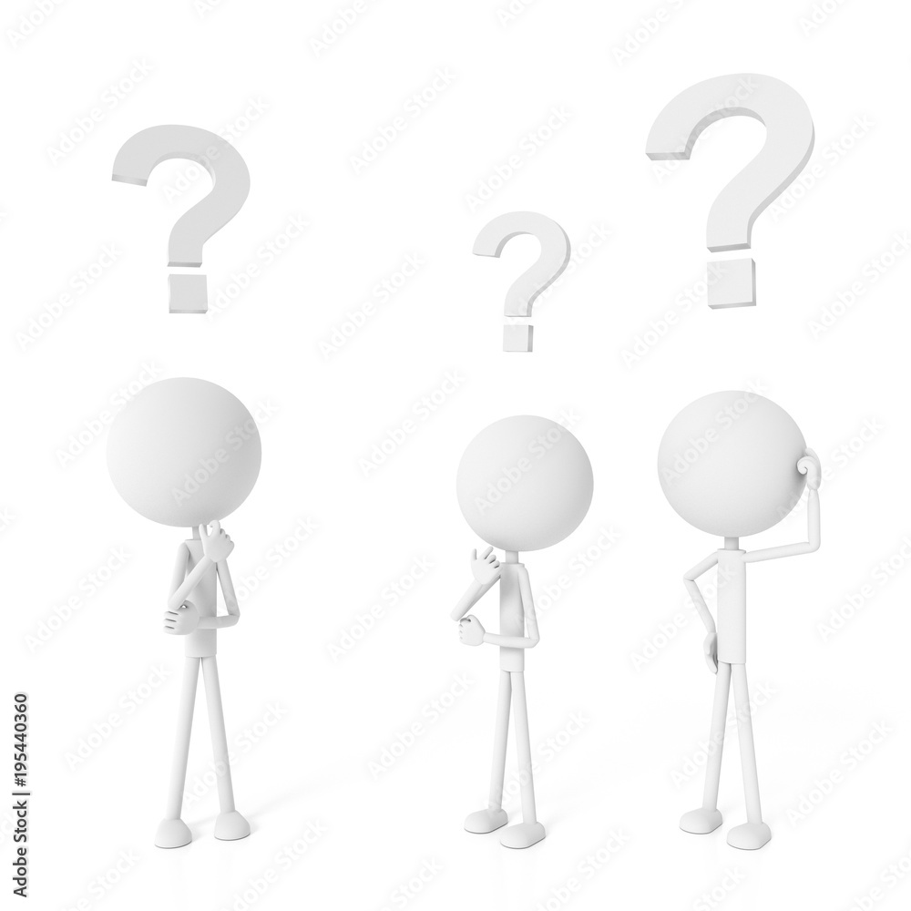 People model with the question mark sign. 3D rendering. People model with the question mark sign. 3D rendering.