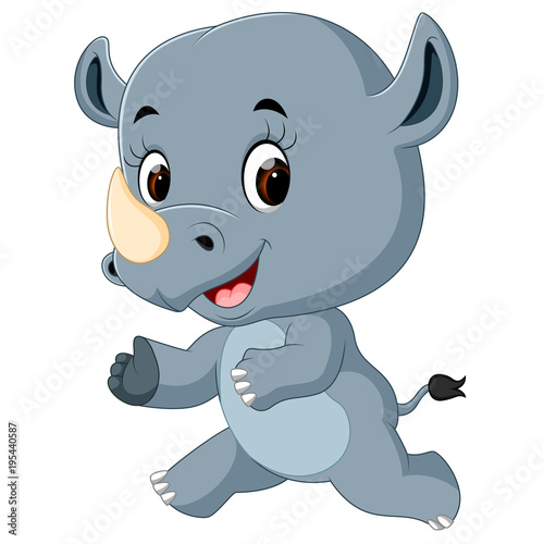 Fototapeta Naklejka Na Ścianę i Meble -  cute happy rhino cartoon