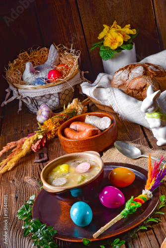 easter decoration with polish easter soup photo