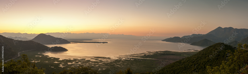 aerial panorama Skadar Lake