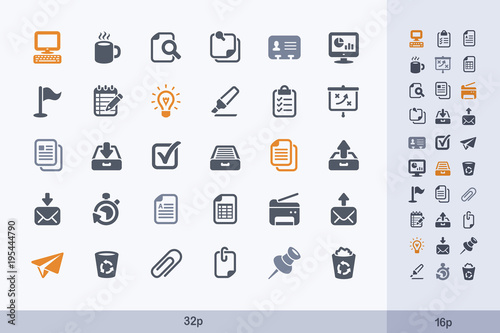 Office Project - Carbon Icons. A set of 30 professional, pixel-perfect icon designed on a 32 x 32 pixel grid.