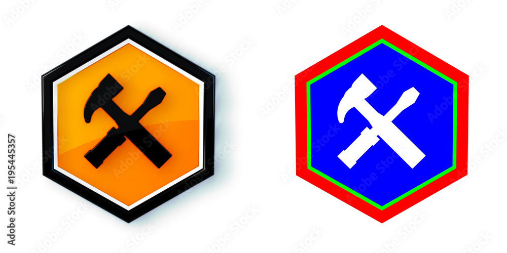 Obraz premium Ikona sześciobok 3D sześciokąt