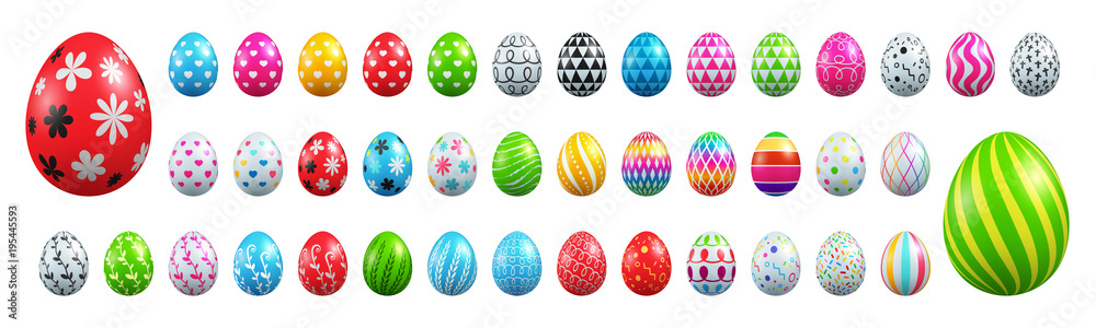 Fototapeta premium Set of Easter eggs collection on White background.Vector illustration EPS10