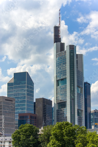 River and skyscraper in Frankfurt am Main, Germany