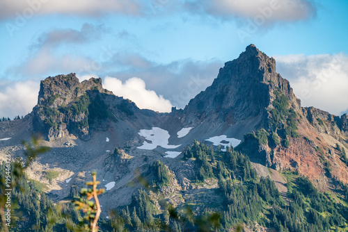 Beautiful mountain peaks in Mt Rainier National Park