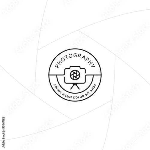 Photograph badge or label design, Logo for studio and photographer or videographer with camera symbol. Photography logo template